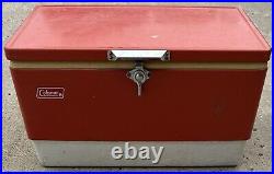 Vintage Coleman Metal Cooler Red Good Plug 1976 No Tray Rusty Handles USA Made