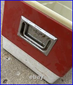 Vintage Coleman Metal Cooler Red Good Plug 1976 No Tray Rusty Handles USA Made