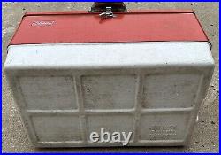 Vintage Coleman Metal Cooler Red Good Plug 1976 No Tray Rusty Handles USA Made