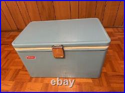 Vintage Coleman Metal Cooler Turquoise Blue Awesome Condition See Photos