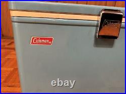 Vintage Coleman Metal Cooler Turquoise Blue Awesome Condition See Photos