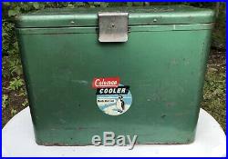 Vintage Coleman Metal Green Penguin Logo Cooler Ice Chest Box 1950s Model 632