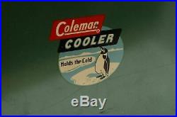 Vintage Coleman Metal Green Penguin Logo Cooler ice chest box 1950s Model 633