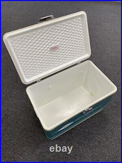 Vintage Coleman Rare Aqua Blue Metal Cooler Diamond Series Hand Pinstriped withbox