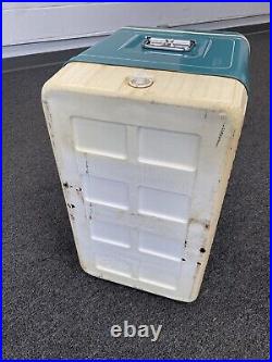 Vintage Coleman Rare Aqua Blue Metal Cooler Diamond Series Hand Pinstriped withbox