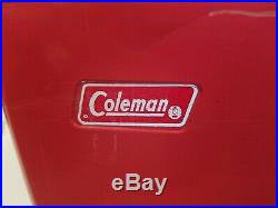 Vintage Coleman Red Cooler With 2 original Inserts Metal handles/bottle openers