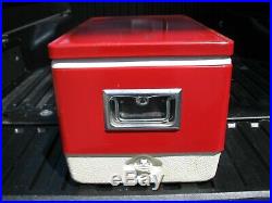 Vintage Coleman Red Cooler With Metal handles/bottle openers Retro