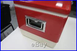 Vintage Coleman Red Metal Camping Cooler WITH JUG TRAY