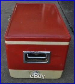 Vintage Coleman Red Metal Cooler 22.5 x 13.5 x 12.5