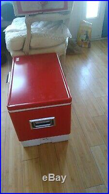 Vintage Coleman Red Metal Cooler Snow-Lite 56 Quart Model 5255c703 With Box