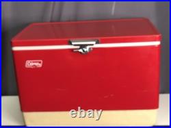 Vintage Coleman Red Metal Ice Chest Cooler 22 Display Retro Camping Made In USA