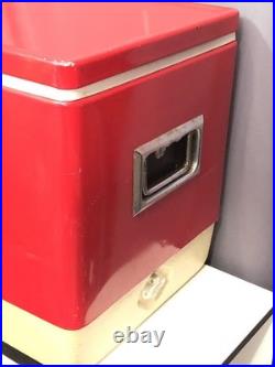 Vintage Coleman Red Metal Ice Chest Cooler 22 Display Retro Camping Made In USA