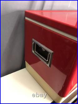 Vintage Coleman Red Metal Ice Chest Cooler 22 Display Retro Camping Made In USA