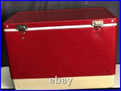 Vintage Coleman Red Metal Ice Chest Cooler 22 Display Retro Camping Made In USA