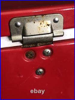 Vintage Coleman Red Metal Ice Chest Cooler 22 Display Retro Camping Made In USA