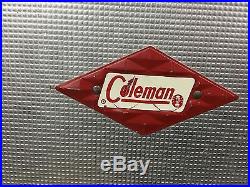 Vintage Coleman Red Silver Metal Cooler Ice Chest DIAMOND LOGO 21 X 15.5 X 13