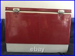 Vintage Coleman Red White Metal Plastic Cooler Ice Chest Camping USA
