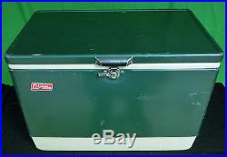 Vintage Coleman Retro Green Metal Side Cooler Bottle Openers Ice Chest withTray