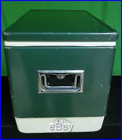 Vintage Coleman Retro Green Metal Side Cooler Bottle Openers Ice Chest withTray