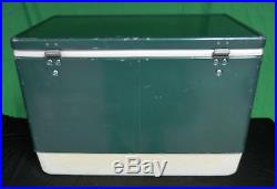 Vintage Coleman Retro Green Metal Side Cooler Bottle Openers Ice Chest withTray