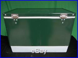 Vintage Coleman Retro Green & White Metal Side Cooler Bottle Openers Ice Chest
