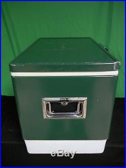 Vintage Coleman Retro Green & White Metal Side Cooler Bottle Openers Ice Chest