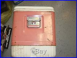 Vintage Coleman Retro Pink Camping Picnic Cooler metal steel belted hot rod