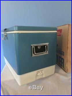 Vintage Coleman Snow Lite 56 Quart 5255C706 Blue Cooler in Box VERY CLEAN