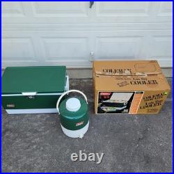 Vintage Coleman Snow Lite Cooler Green with Box & 2 Gallon Jug
