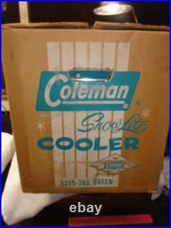 Vintage Coleman Snow Lite Diamond Logo Cooler Green Metal with Orig. Box 5215 700