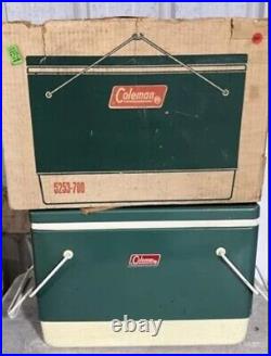 Vintage Coleman Snow-Lite Green Metal Cooler (28 Quart) With Original Box