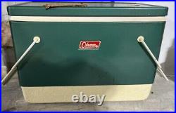 Vintage Coleman Snow-Lite Green Metal Cooler (28 Quart) With Original Box