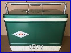 Vintage Coleman Snow Lite Ice Chest Cooler Green Metal Exceptionally Nice
