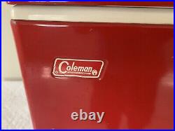 Vintage Coleman Snow Lite Metal Red Cooler 28 quart 1973