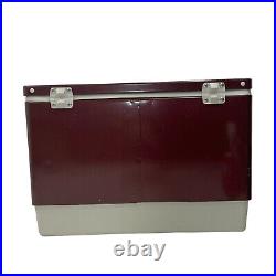 Vintage Coleman Steel Belted 54 Qt Cooler Maroon 1986 with Box Tray 5255D705