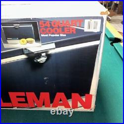 Vintage Coleman Steel Belted 54 Qt Cooler Vintage Blue withBox Camping Ice 1986