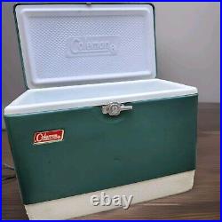 Vintage Coleman Steel Belted Cooler With Metal Bottle Opener Handles