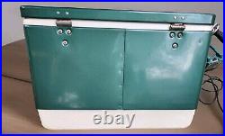 Vintage Coleman Steel Belted Cooler With Metal Bottle Opener Handles