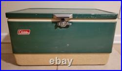 Vintage Coleman Steel Belted Green Cooler with Tray USA