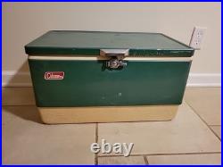 Vintage Coleman Steel Belted Green Cooler with Tray USA