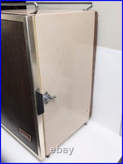 Vintage Coleman Upright Cooler 3-Way Fridge Tan/Wood Grain, Metal Trim 26x16x16 Vintage Coleman Upright Cooler 3-Way Fridge Tan/Wood Grain, Metal Trim 26x16x16