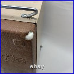Vintage Coleman Upright Cooler 3-Way Fridge Tan/Wood Grain, Metal Trim 26x16x16