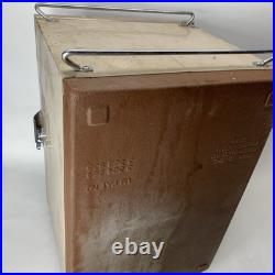 Vintage Coleman Upright Cooler 3-Way Fridge Tan/Wood Grain, Metal Trim 26x16x16