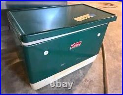 Vintage Cooler Camping Traveling Retro Green Coleman Metal