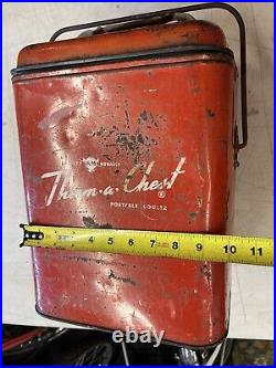 Vintage Cooler Chest Metal Cooler Therm A Chest Small Made in USA Non Embossed