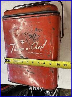 Vintage Cooler Chest Metal Cooler Therm A Chest Small Made in USA Non Embossed