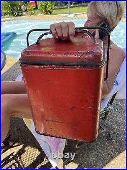 Vintage Cooler Chest Metal Cooler Therm A Chest Small Made in USA Non Embossed