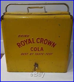 Vintage Cooler Metal RC Cola Soda Royal Crown Picnic Cooler Progress Embossed