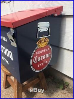 Vintage Corona Extra Cerveza Beer Metal Ice Chest Cooler from a bar with Opener