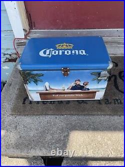 Vintage Corona Metal Ice Chest Cooler With Bottle Opener Tony Romo Rare